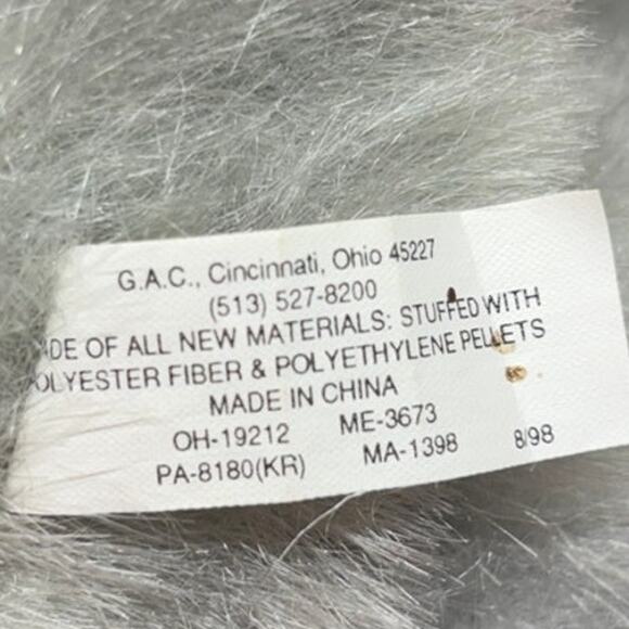 2000 G.A.C. Silver Teddy Bear Plush Stuffed Animal 14" Fuzzy Scarf Vintage - Picture 6 of 6